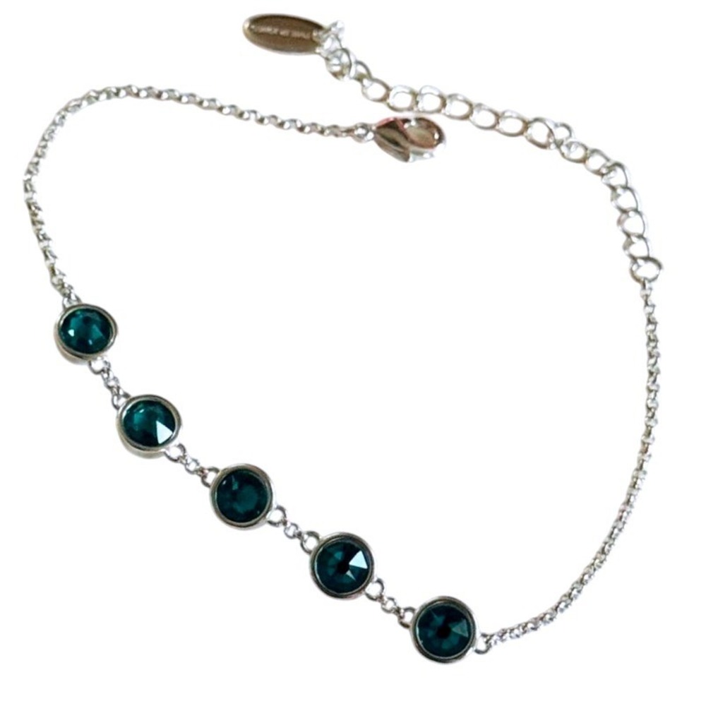 Philip Jones Jewellery Bracelet Blue crystal‎ open bezel Designer silver plated